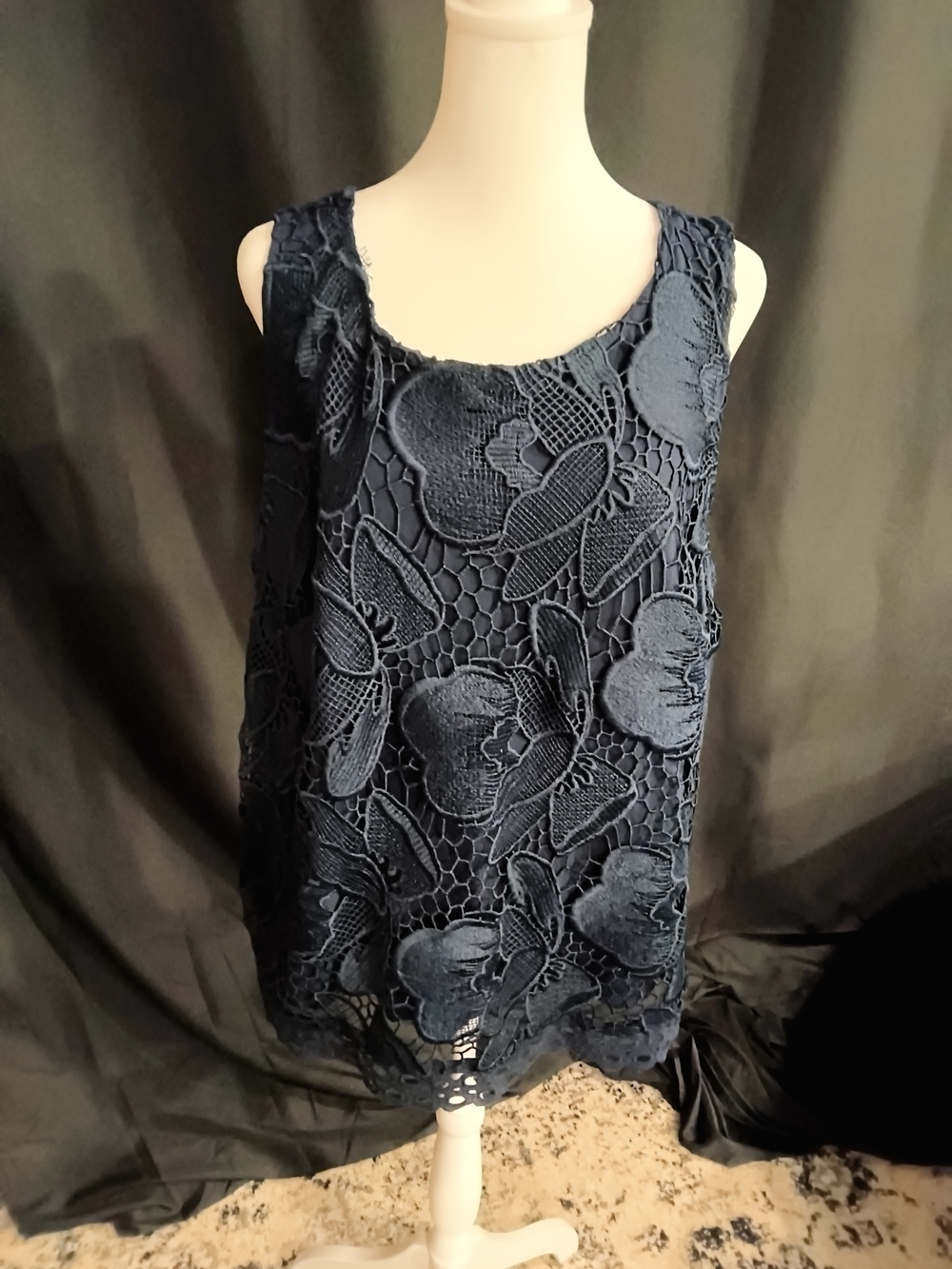 Merona Navy Floral Lace Camisole Tank